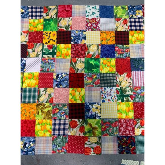 110 Precut 2" Cotton Squares Multi-Color Floral & Plaid Quilting Sew Fabric - Picture 3 of 6